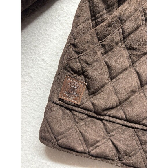 Lauren Ralph Lauren Barn Jacket Equestrian Faux Suede Quilted Women's L Brown - Picture 2 of 7